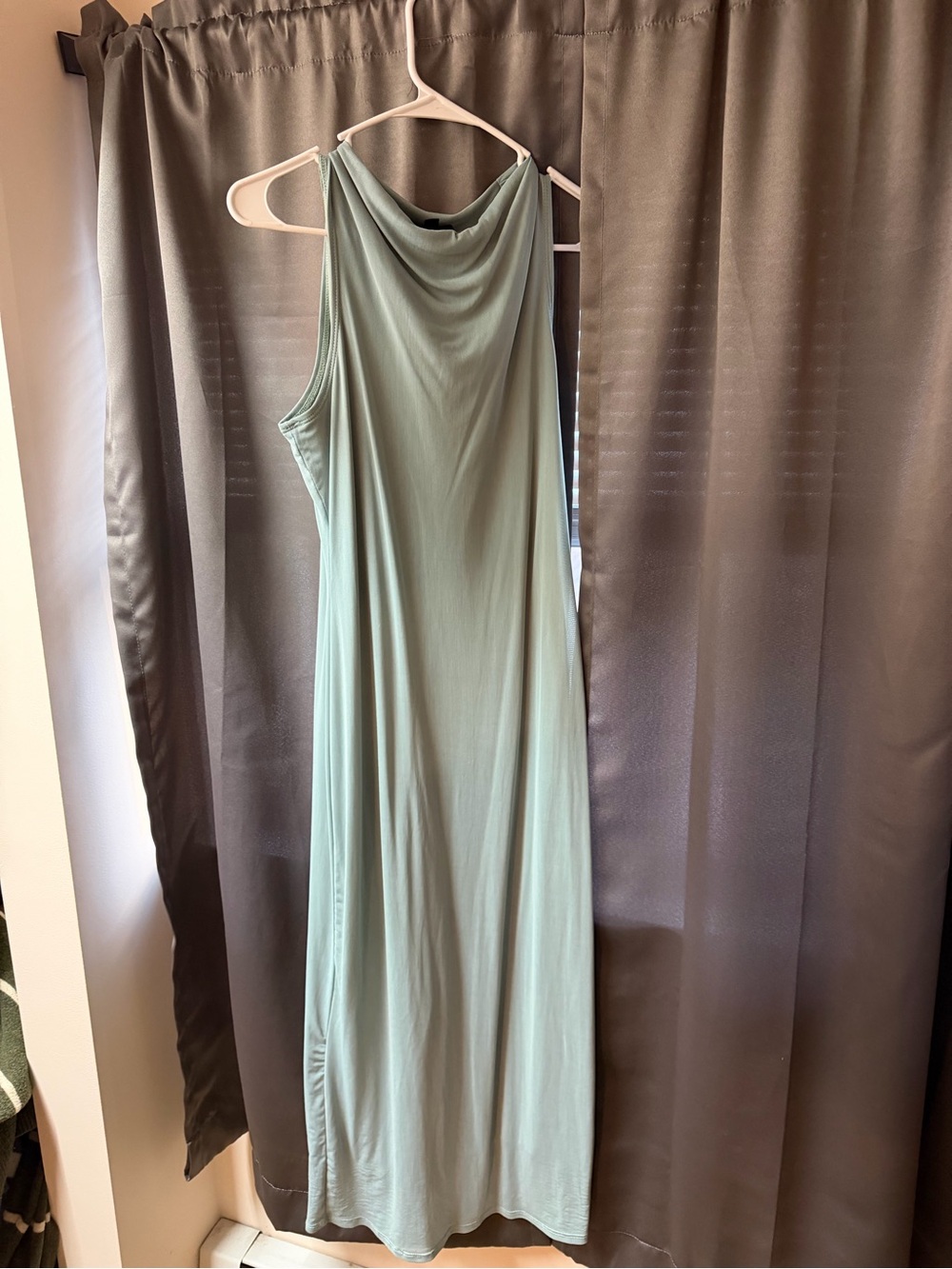 Women's Sage Green Maxi Dress - Minimal Sleeveless Design